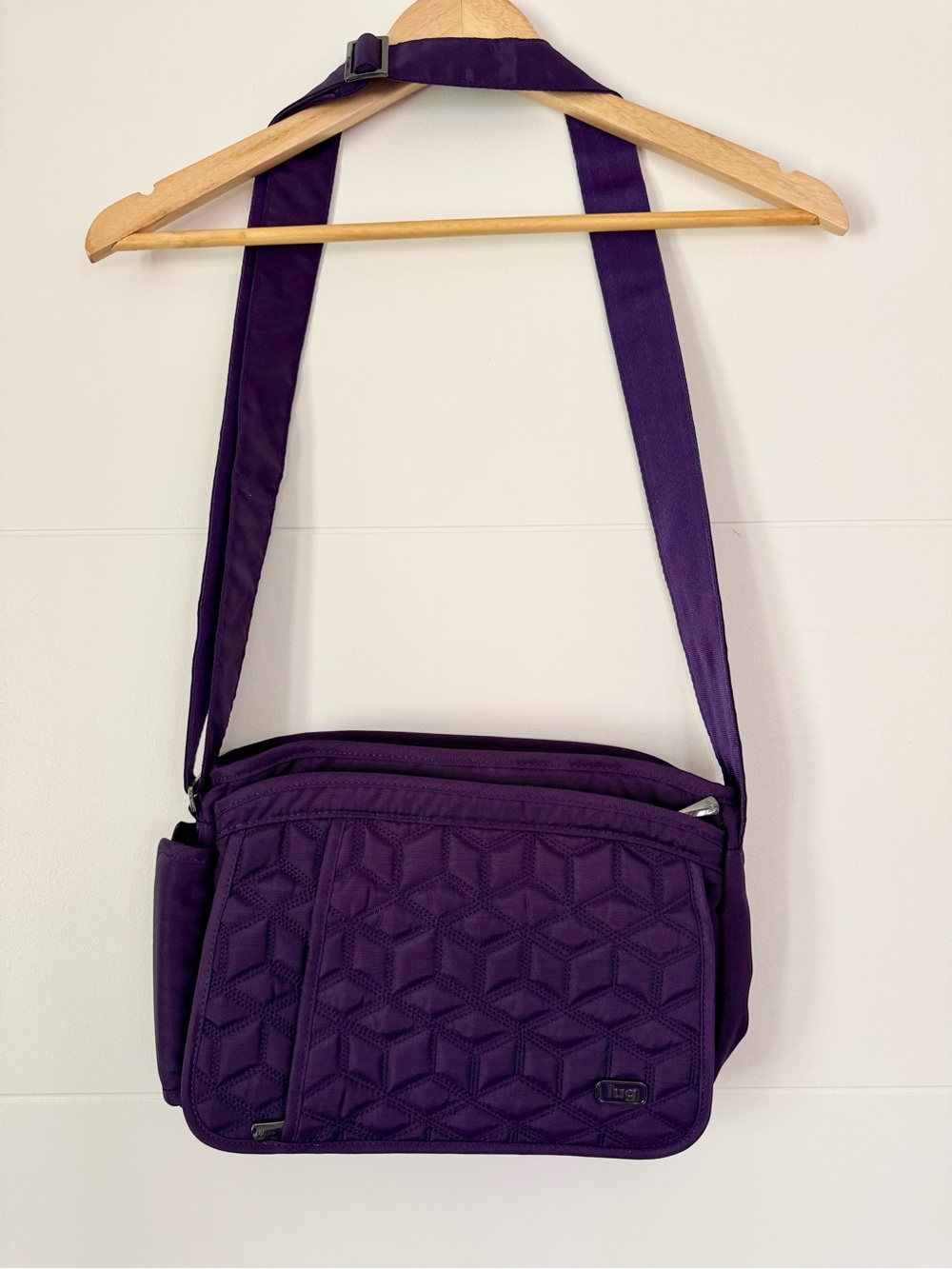 lug Purple Quilted Crossbody Wings Bag with Adjustable Strap